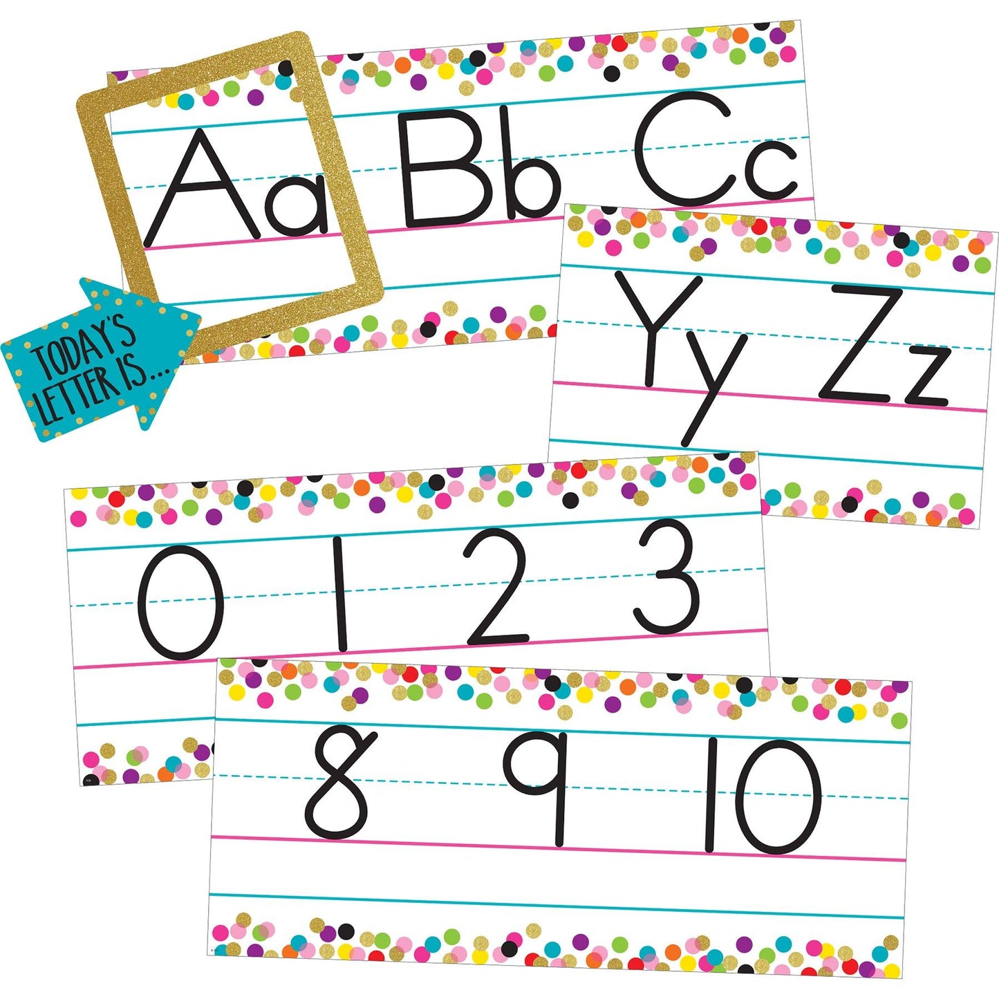 Confetti Alphabet Line Bulletin Board Set, 2 Sets - Loomini