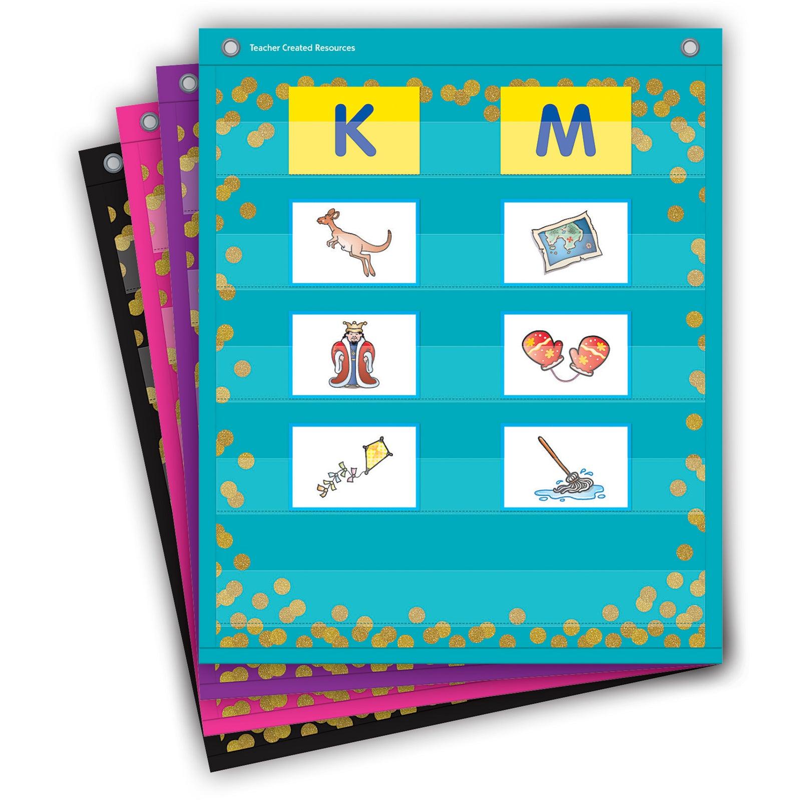 Confetti Colorful Magnetic Mini Pocket Charts, 14" x 17" - Loomini