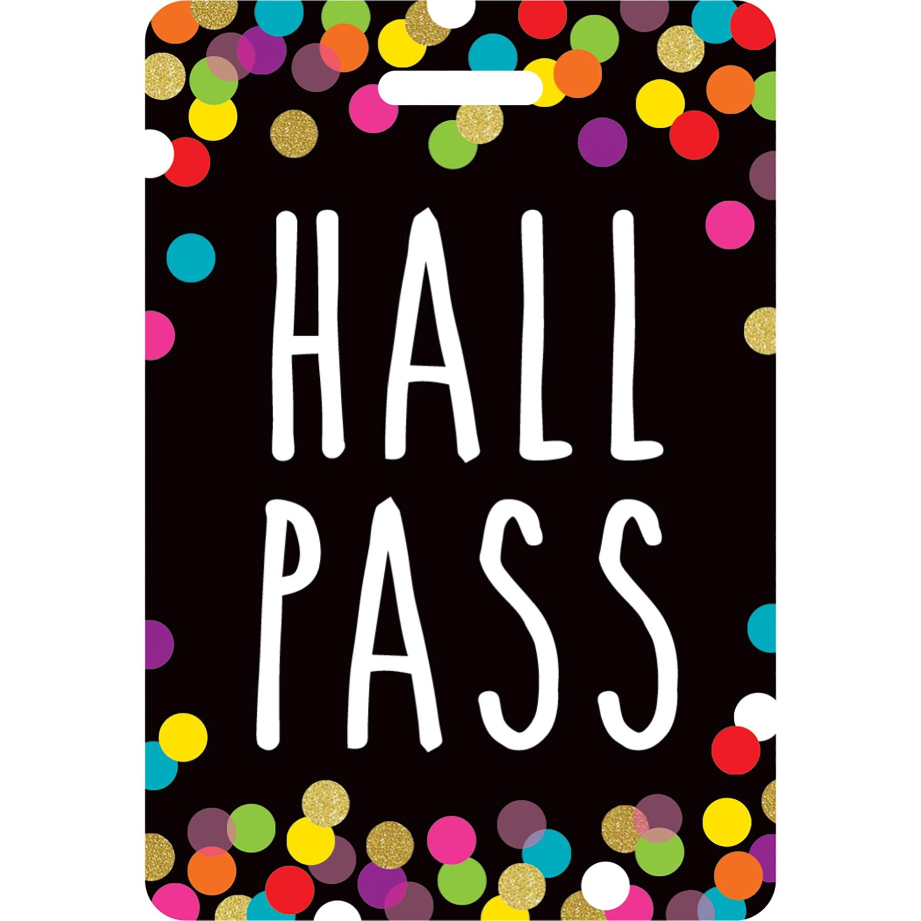 Confetti Hall Pass with Lanyard, 4 Per Pack, 3 Packs - Loomini