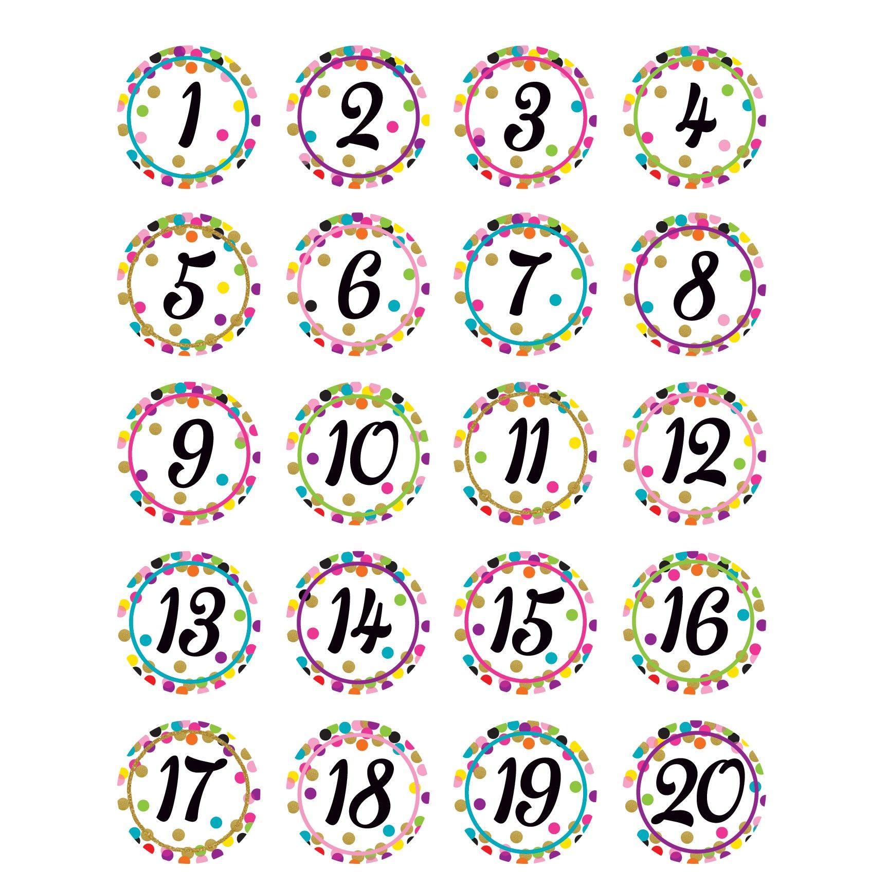 Confetti Numbers Stickers, 120 Per Pack, 6 Packs - Loomini