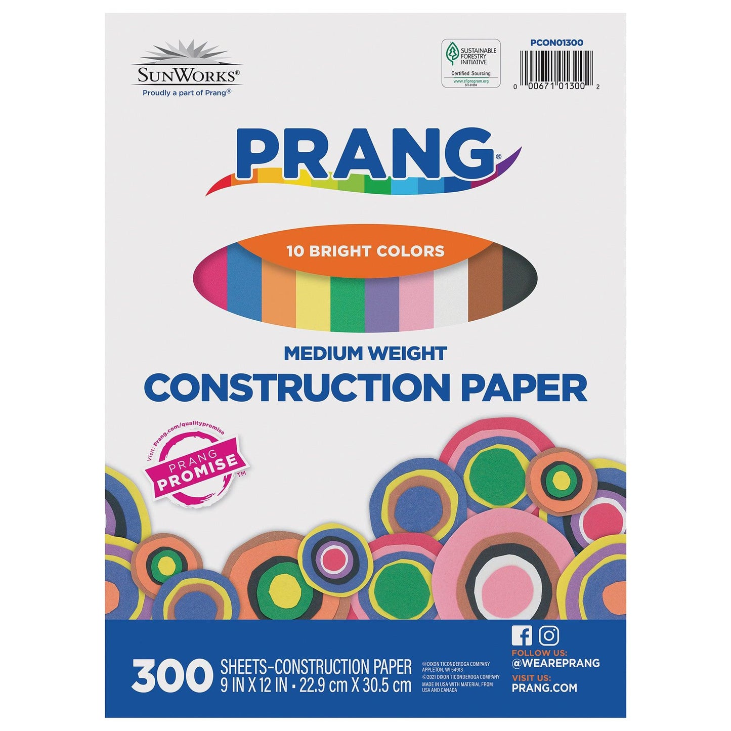 Construction Paper, 10 Assorted Colors, 9" x 12", 300 Sheets Per Pack, 2 Packs - Loomini