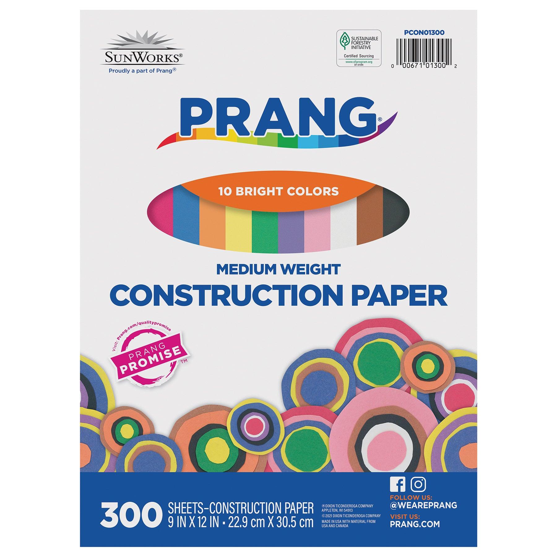 Construction Paper, 10 Assorted Colors, 9" x 12", 300 Sheets Per Pack, 2 Packs - Loomini