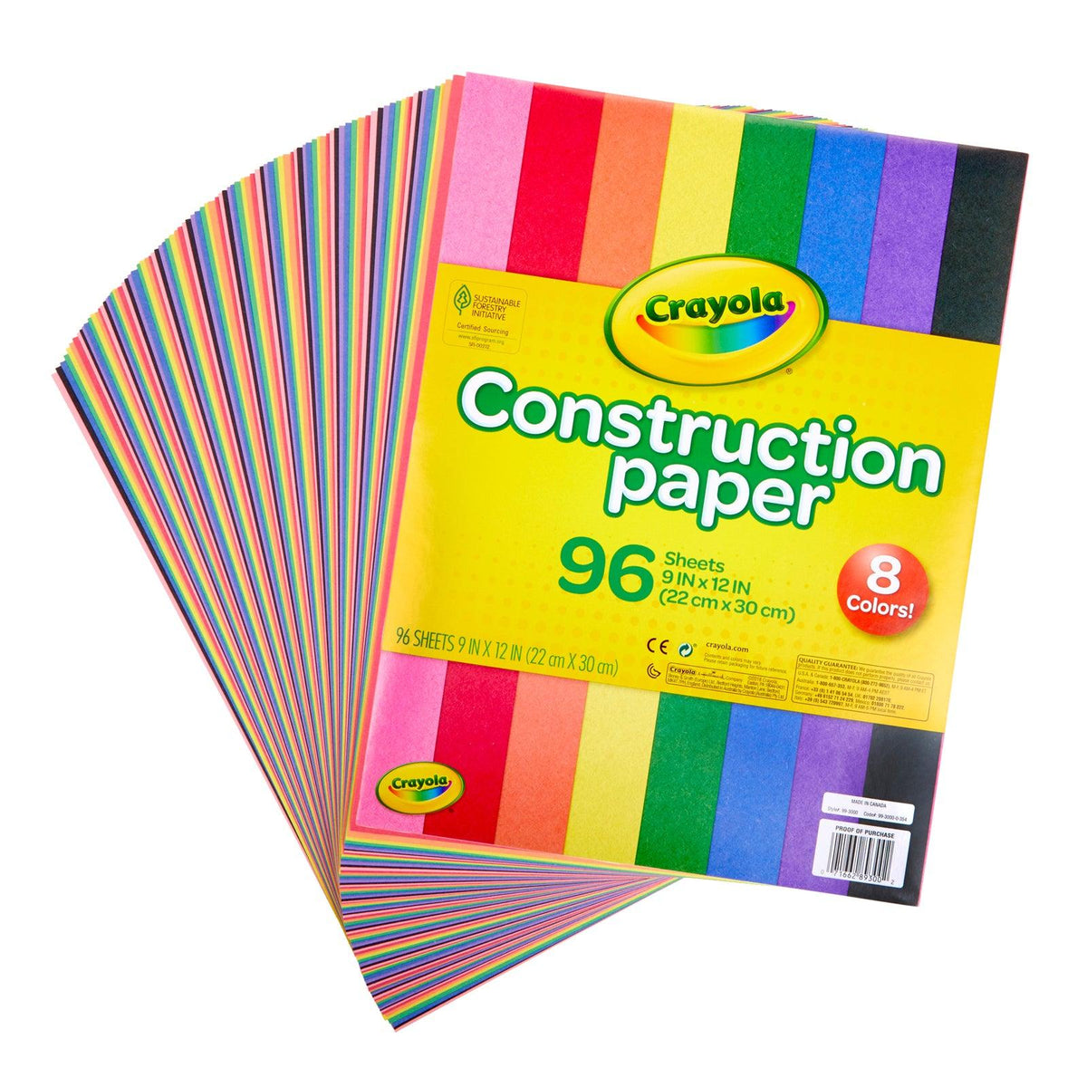 Construction Paper, 96 Sheets Per Pack, 12 Packs - Loomini