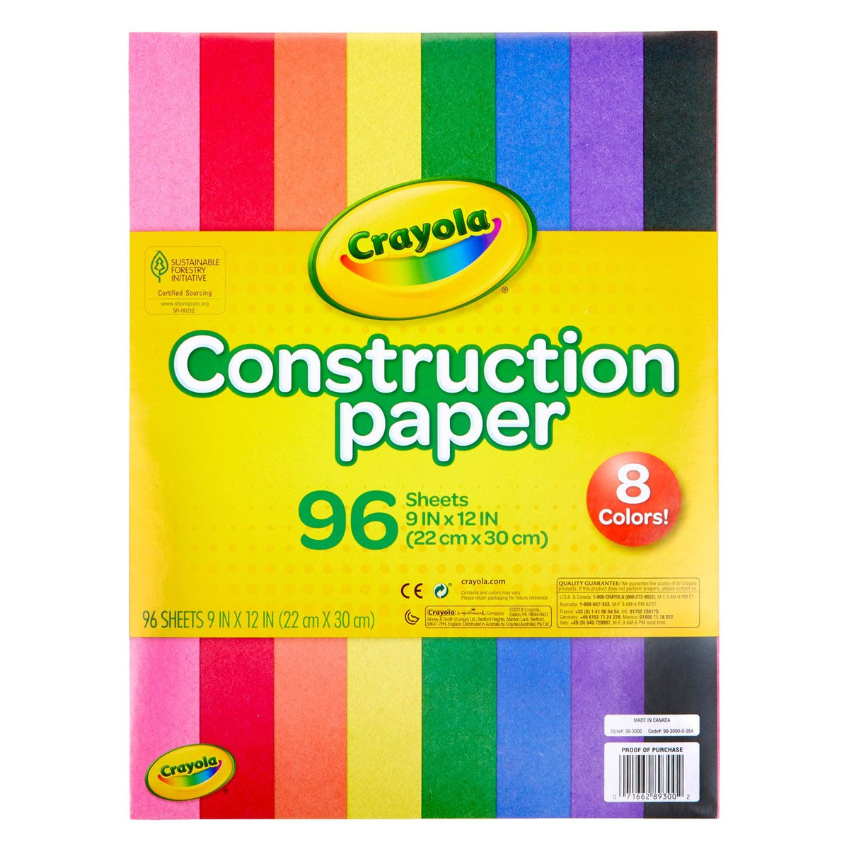 Construction Paper, 96 Sheets Per Pack, 12 Packs - Loomini