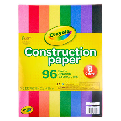 Construction Paper, 96 Sheets Per Pack, 12 Packs - Loomini