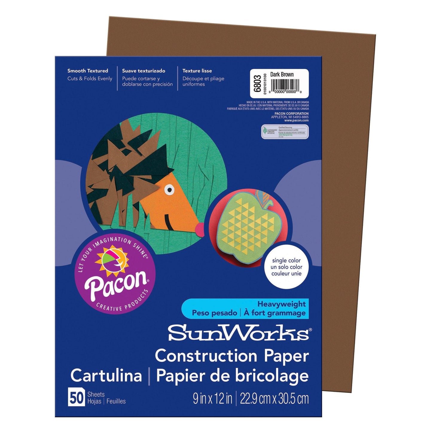 Construction Paper, Dark Brown, 9" x 12", 50 Sheets Per Pack, 10 Packs - Loomini