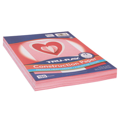 Construction Paper Valentine Assortment, 9" x 12", 150 Sheets Per Pack, 3 Packs - Loomini