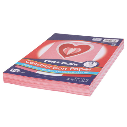 Construction Paper Valentine Assortment, 9" x 12", 150 Sheets Per Pack, 3 Packs - Loomini