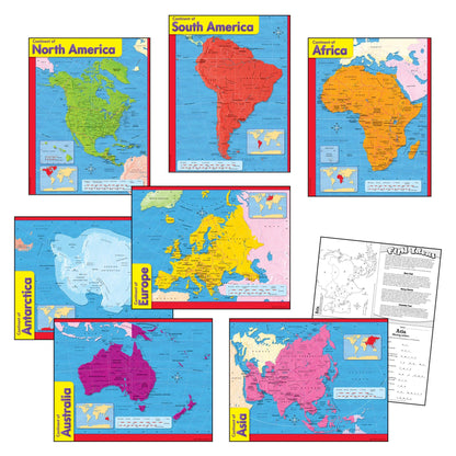 Continents Learning Charts Combo Pack, Set of 7 - Loomini