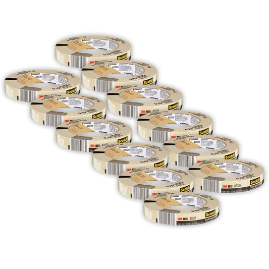 Contractor Grade Masking Tape, 0.70 in x 60.1 yd (18mm x 55m), Pack of 12 - Loomini