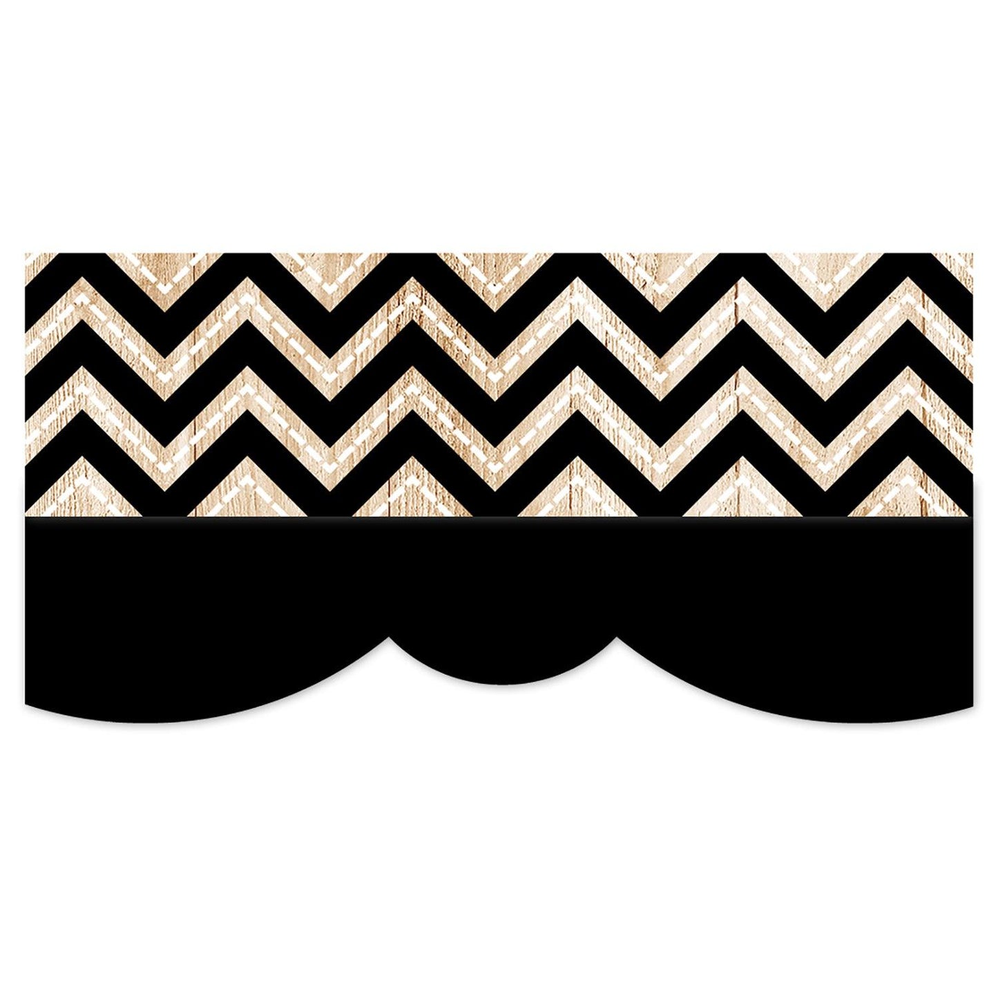 Core Decor Black and Wood Chevron EZ Border, 48 Feet Per Pack, 3 Packs - Loomini