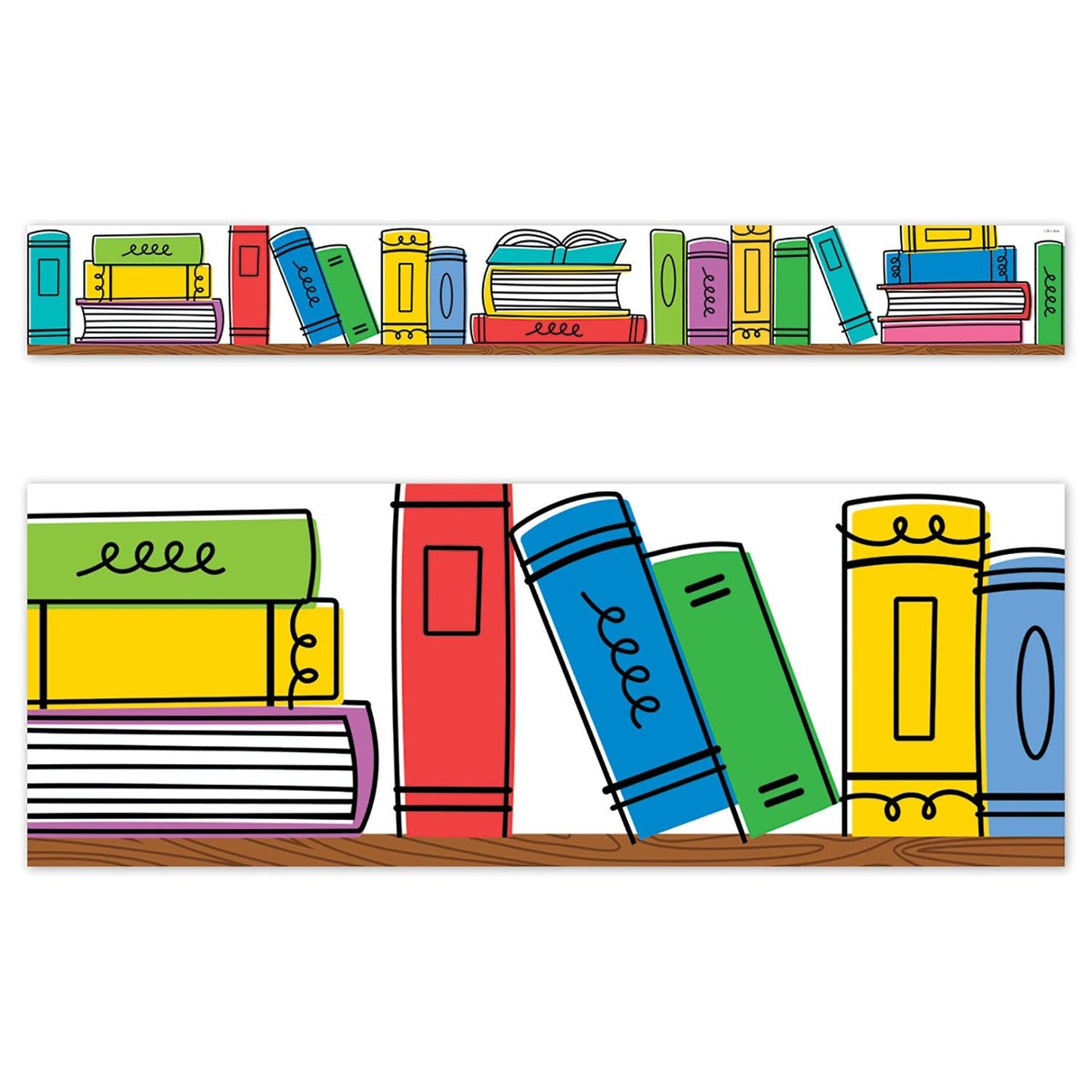 Core Decor Doodle Bookshelf EZ Border, 48 Feet Per Pack, 3 Packs - Loomini