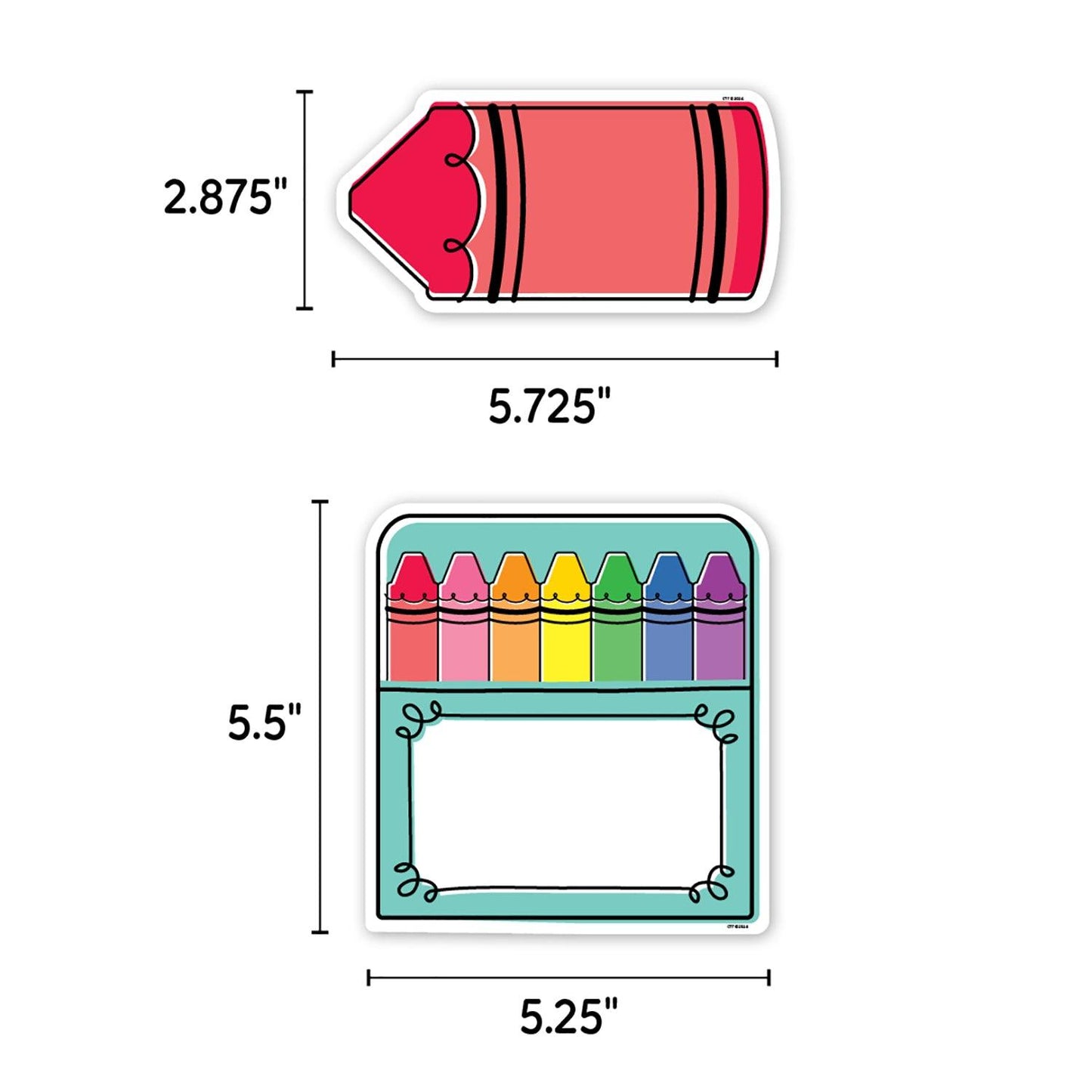 Core Decor Doodle Crayons 6" Designer Cut-Outs, 54 Per Pack, 3 Packs - Loomini