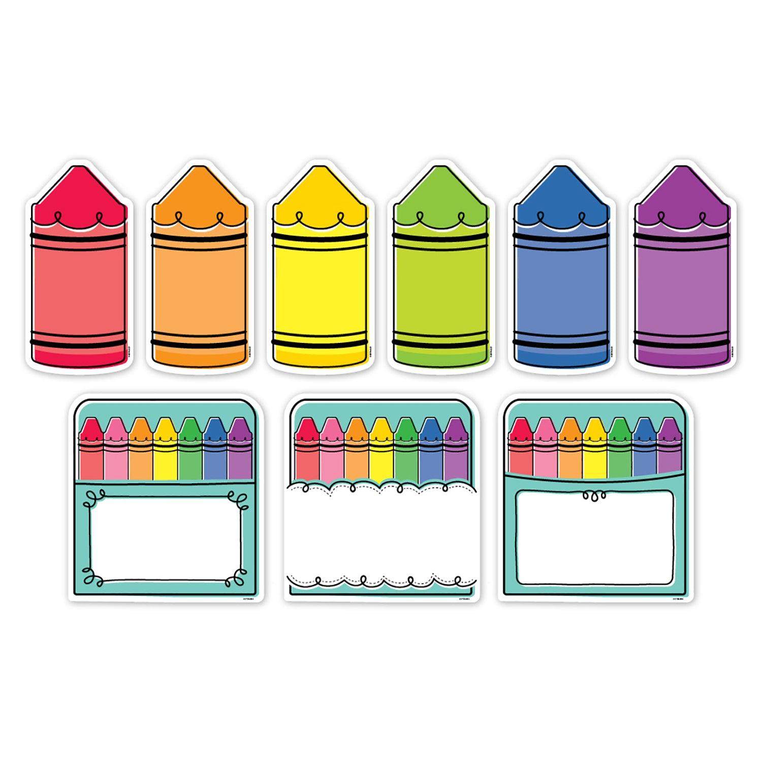 Core Decor Doodle Crayons 6" Designer Cut-Outs, 54 Per Pack, 3 Packs - Loomini