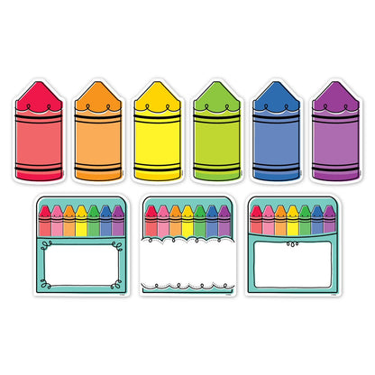 Core Decor Doodle Crayons 6" Designer Cut-Outs, 54 Per Pack, 3 Packs - Loomini