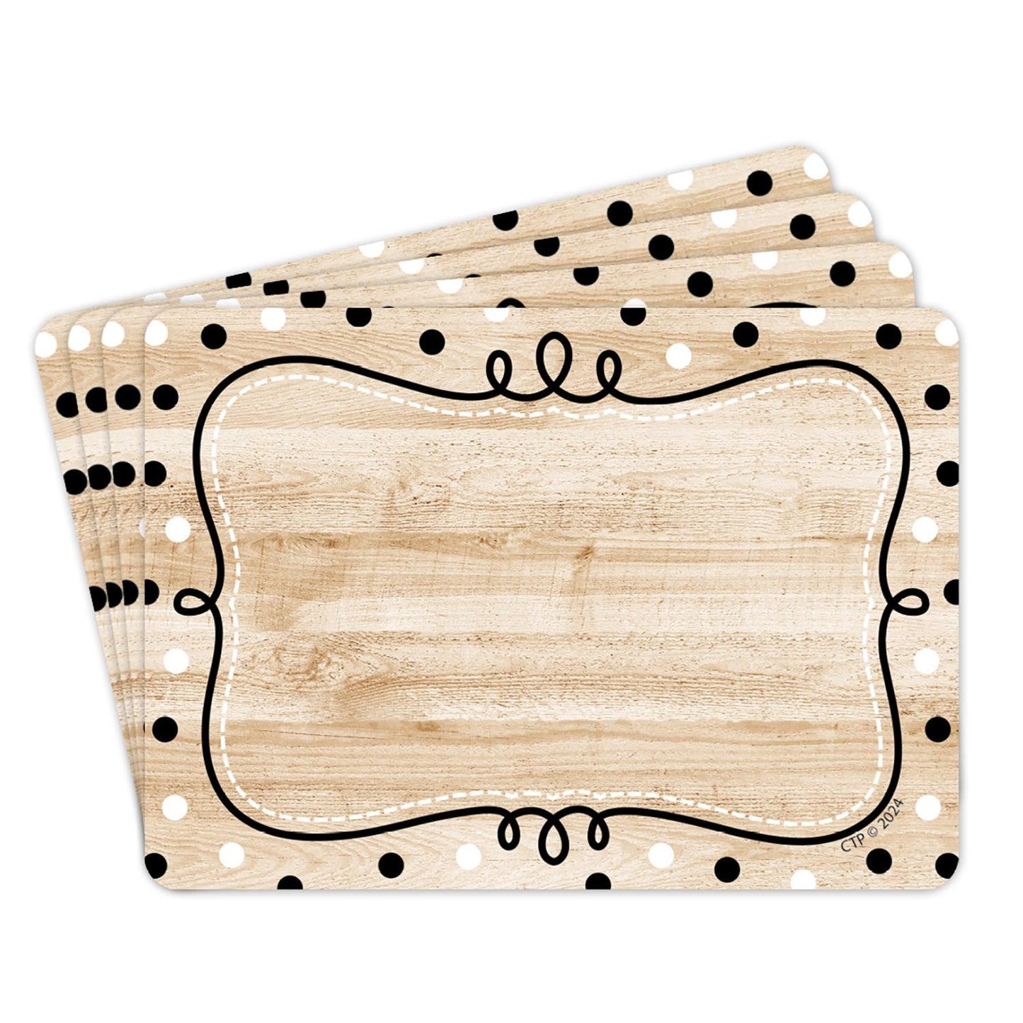 Core Decor Loop-de-Dots on Wood Labels, 36 Per Pack, 6 Packs - Loomini