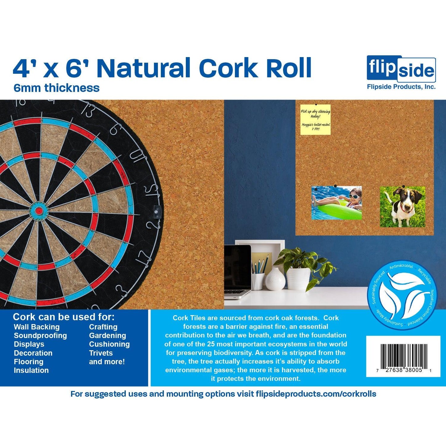 Cork Roll, 4' x 6', 6mm Thick - Loomini