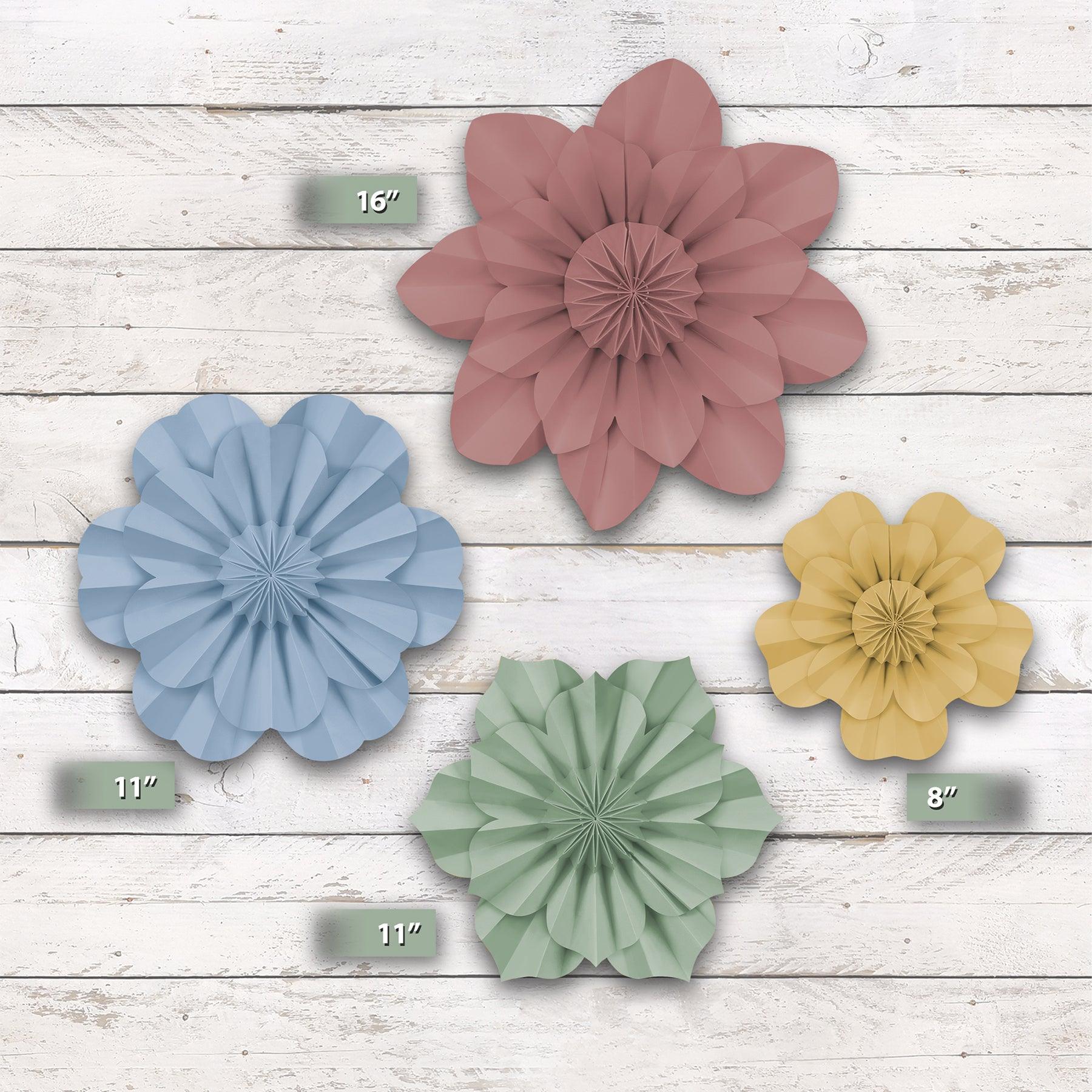 Cottage Charm Paper Flowers, Pack of 4 - Loomini