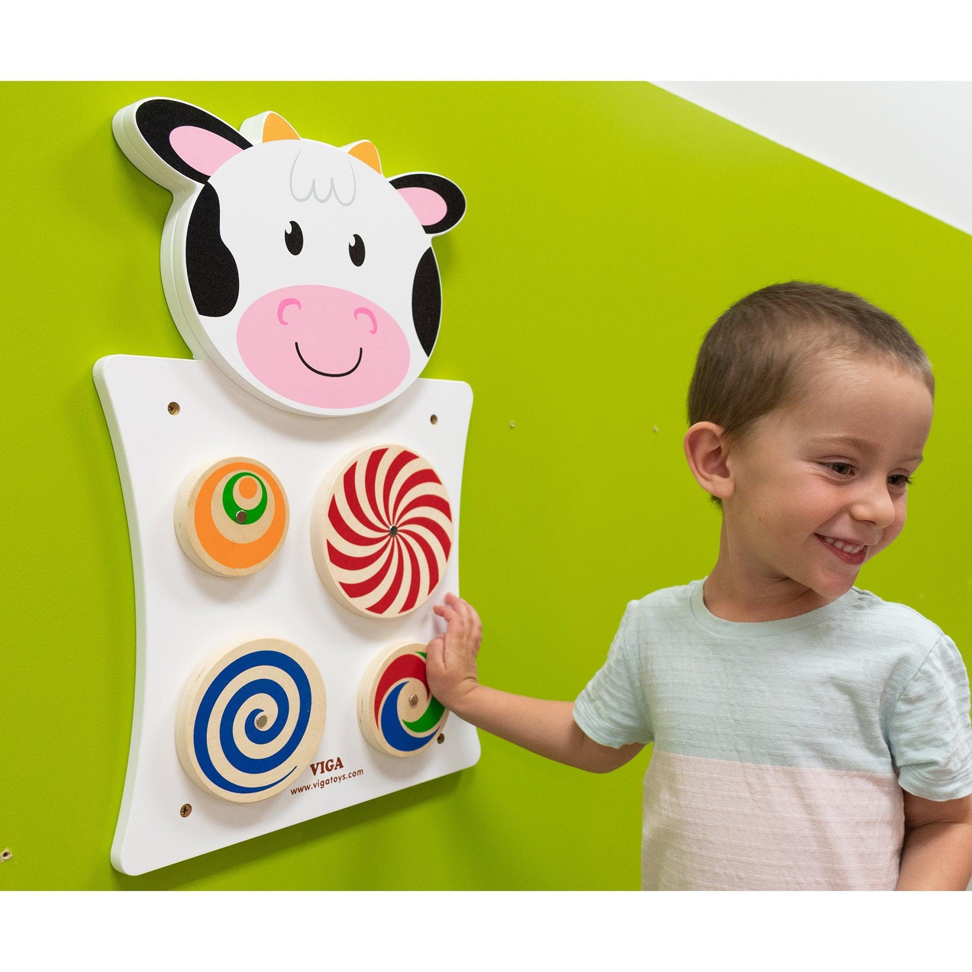 Cow Activity Wall Panel - 18m+ - Toddler Activity Center - Loomini