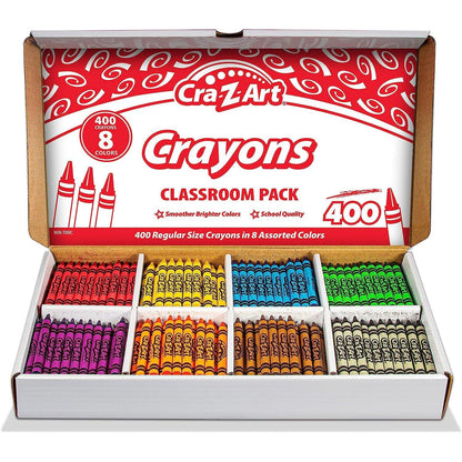 Crayon Class Pack, 8 Color, 400 Count Box - Loomini