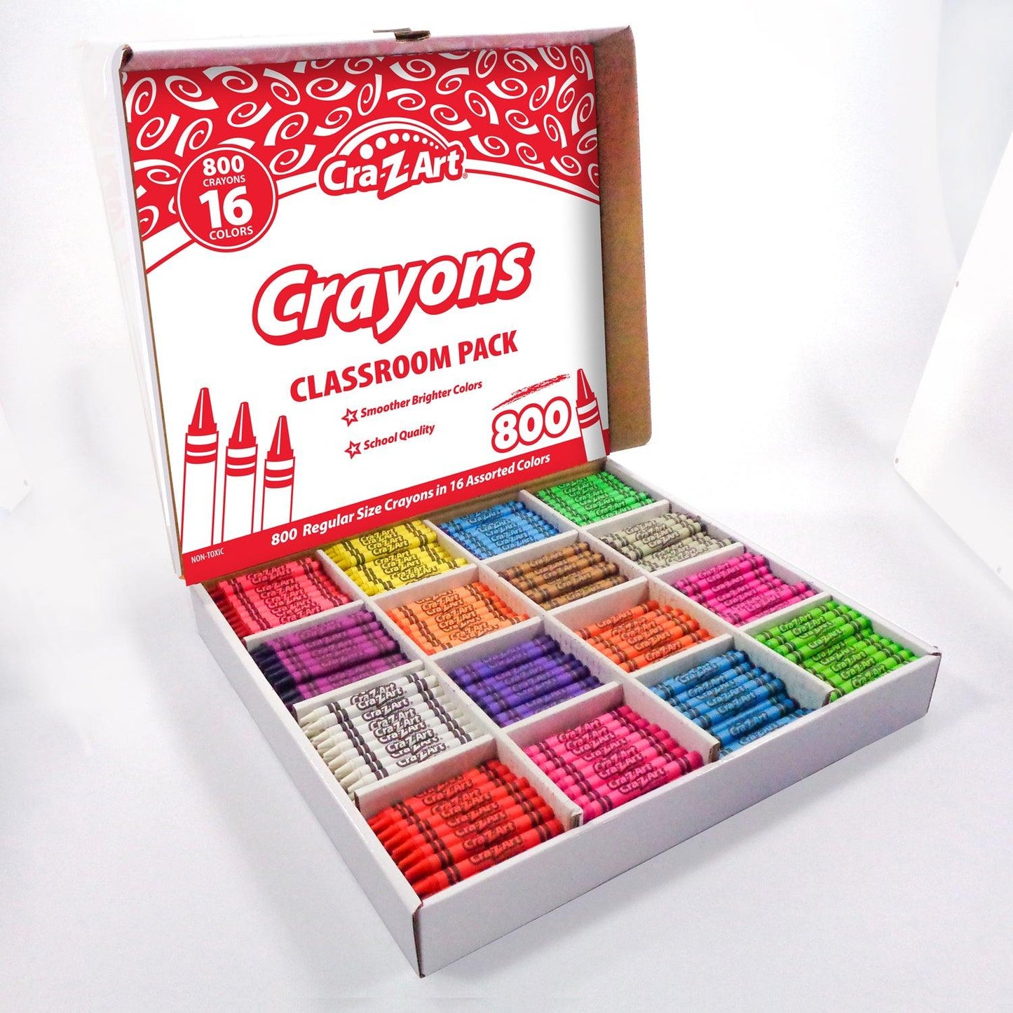 Crayon Classroom Pack, 16 Color, Box of 800 - Loomini