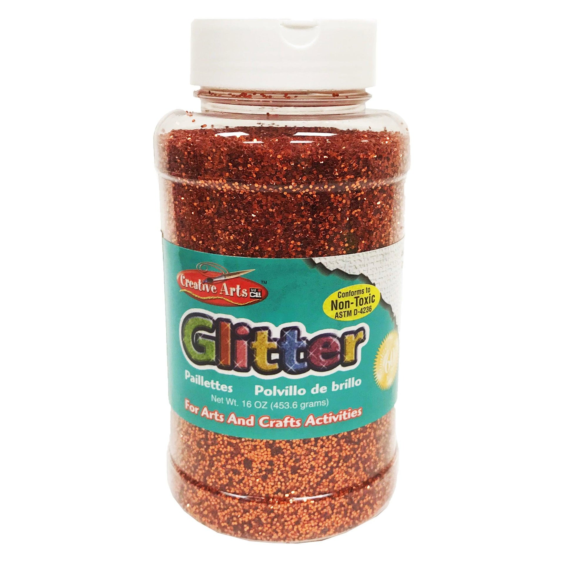 Creative Arts™ Glitter, 1 lb. Bottle, Orange, Pack of 3 - Loomini