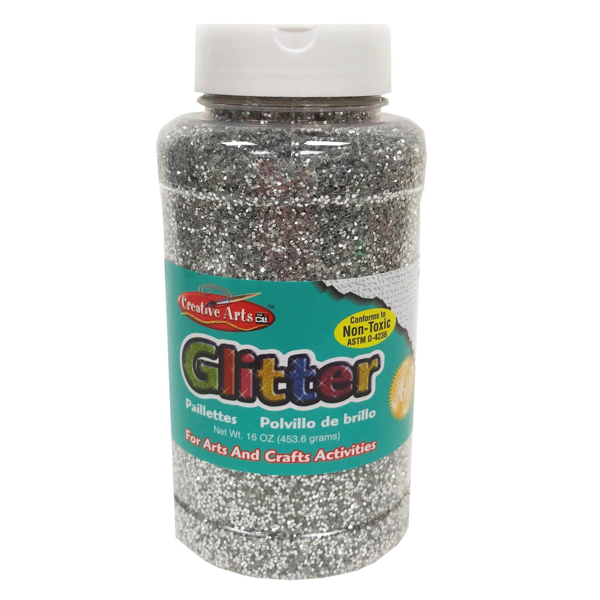 Creative Arts™ Glitter, 1 lb. Bottle, Silver, Pack of 3 - Loomini