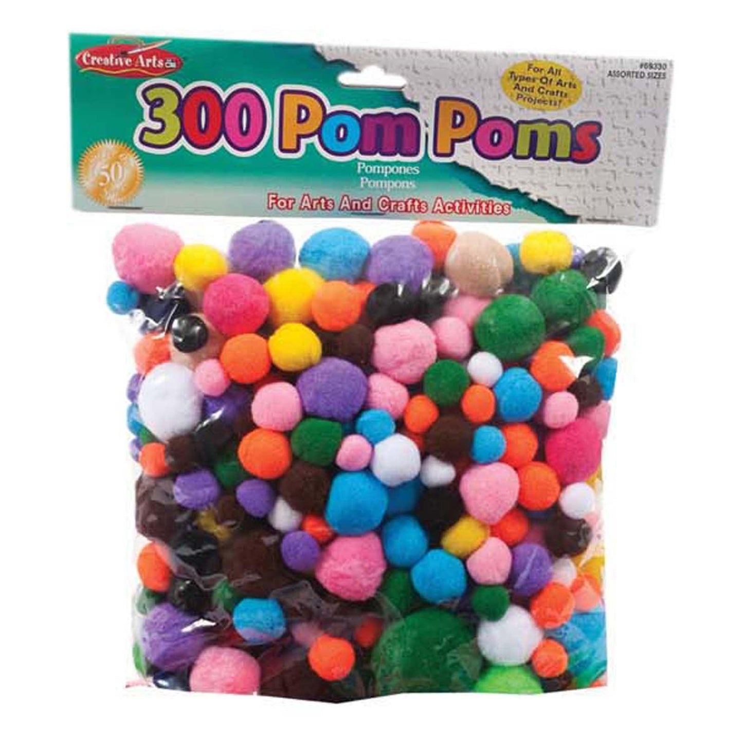 Creative Arts™ Pom-Poms, Assorted Colors/Sizes, 300 Per Pack, 3 Packs - Loomini