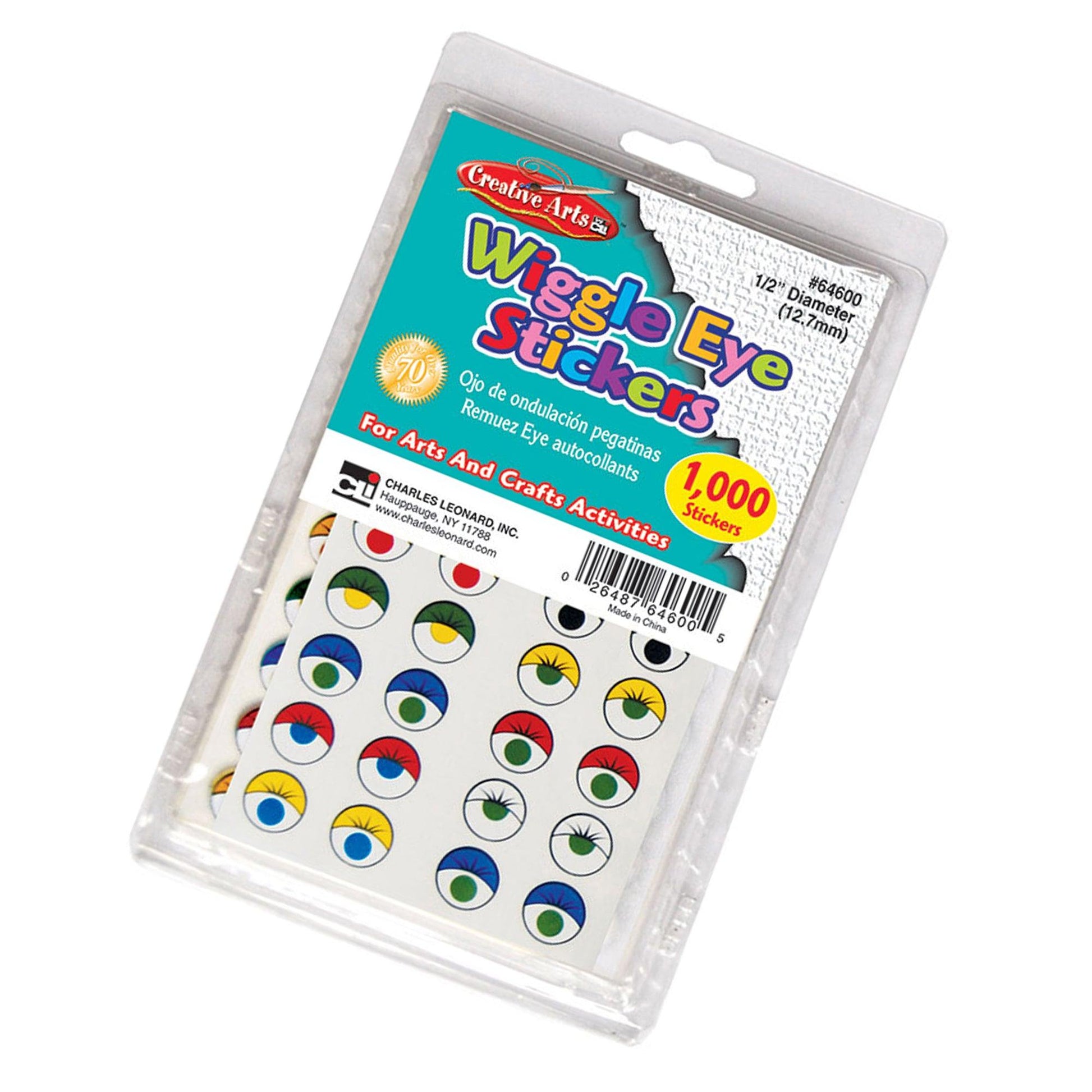 Creative Arts™ Wiggle Eyes Stickers, Assorted Colors, 1000 Per Pack, 2 Packs - Loomini