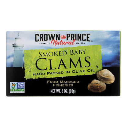 Crown Prince Clams - Smoked Baby Clams In Olive Oil - Case Of 12 - 3 Oz. - Loomini