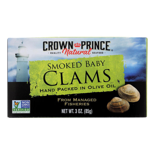 Crown Prince Clams - Smoked Baby Clams In Olive Oil - Case Of 12 - 3 Oz. - Loomini