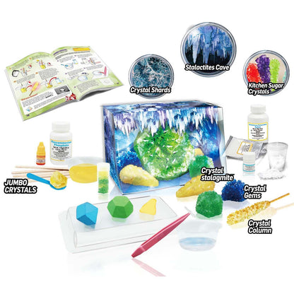 Crystal Growing Caves and Geodes - Science Kit for Ages 8+ - Grow Stalagmites, Columns and More - Includes Display Case - Loomini