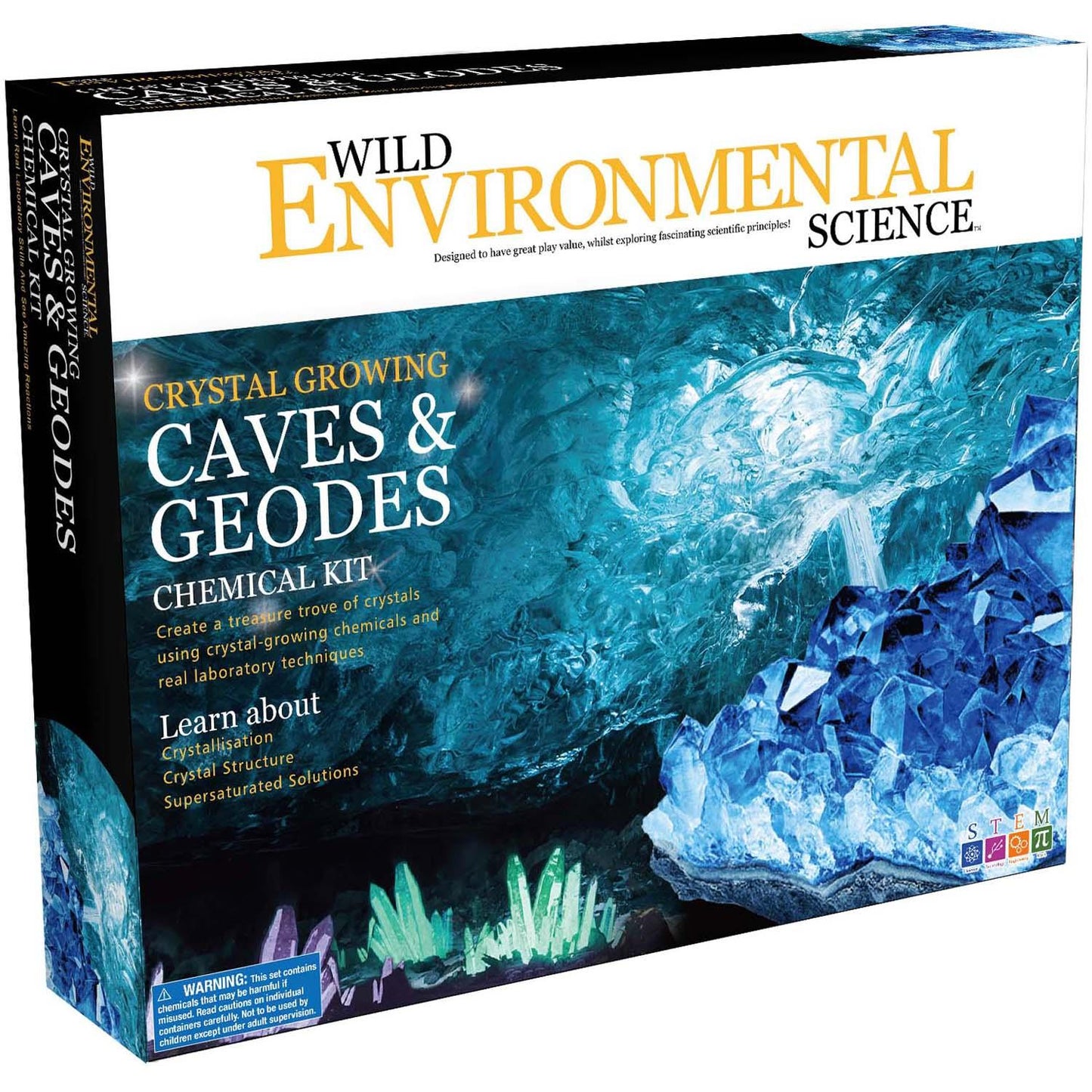 Crystal Growing Caves and Geodes - Science Kit for Ages 8+ - Grow Stalagmites, Columns and More - Includes Display Case - Loomini