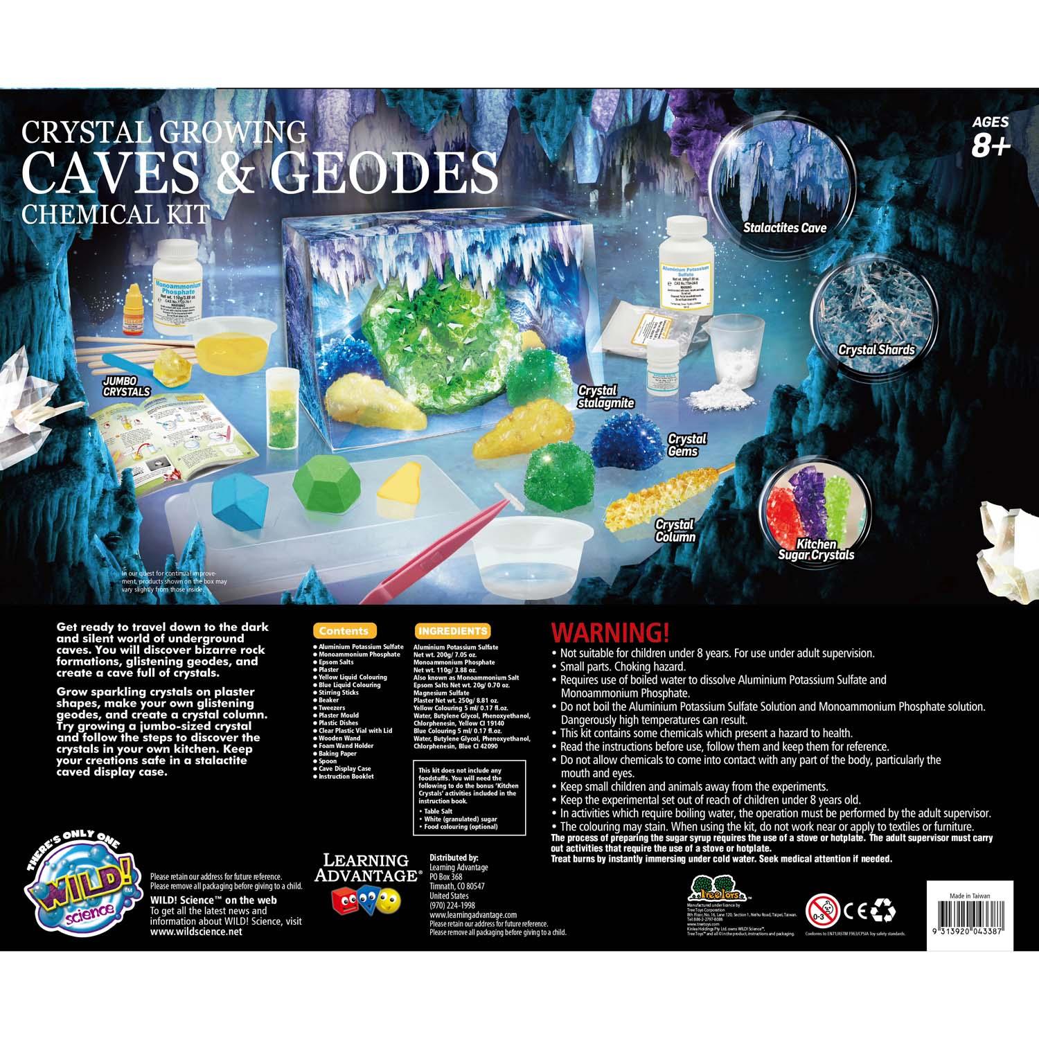 Crystal Growing Caves and Geodes - Science Kit for Ages 8+ - Grow Stalagmites, Columns and More - Includes Display Case - Loomini