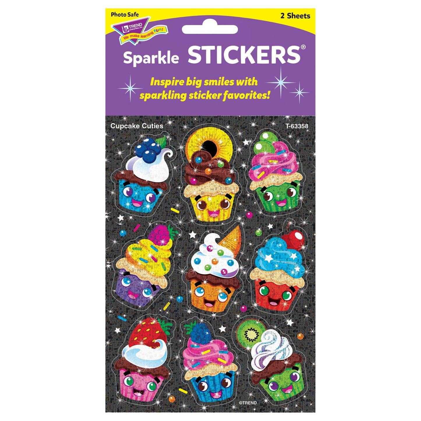 Cupcake Cuties Sparkle Stickers®, 18 Per Pack, 6 Packs - Loomini