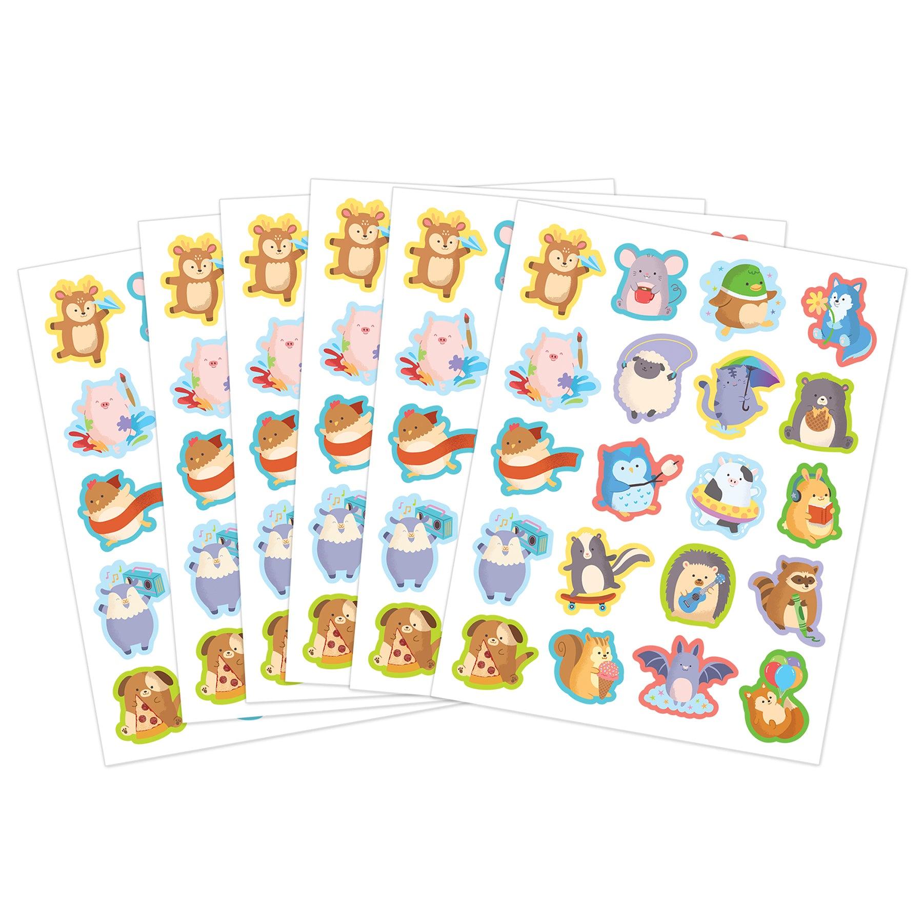 Cute Critters Stickers, 120 Per Pack, 12 Packs - Loomini