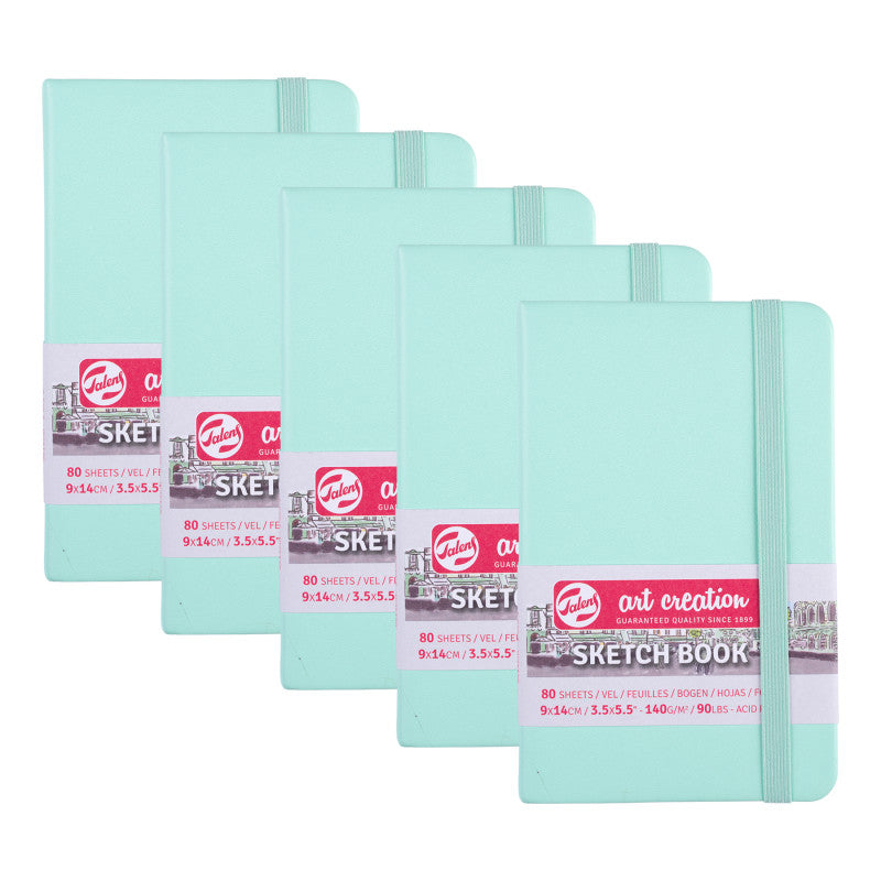 Sketchbook, 80 Sheets, 90lbs, Fresh Mint Cover, 3.5" x 5.5", Pack of 5