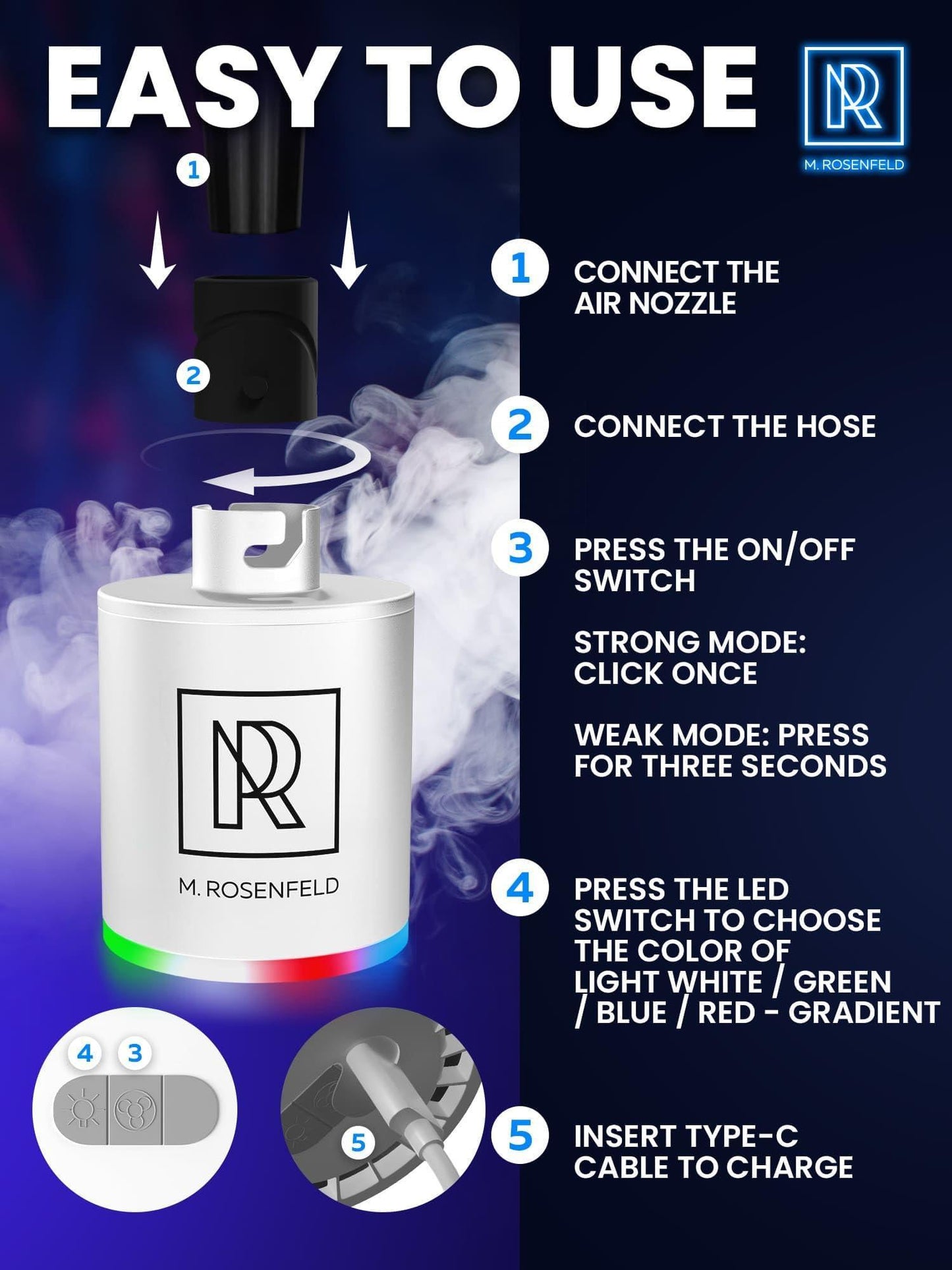 White Hookah Pump with 1300 mAh Rechargeable Battery   Electric Hookah Air Pump