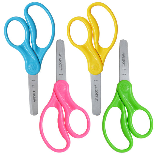 5" Hard Handle Kids Scissors, Blunt, Assorted Colors (No Color Choice), Pack of 2