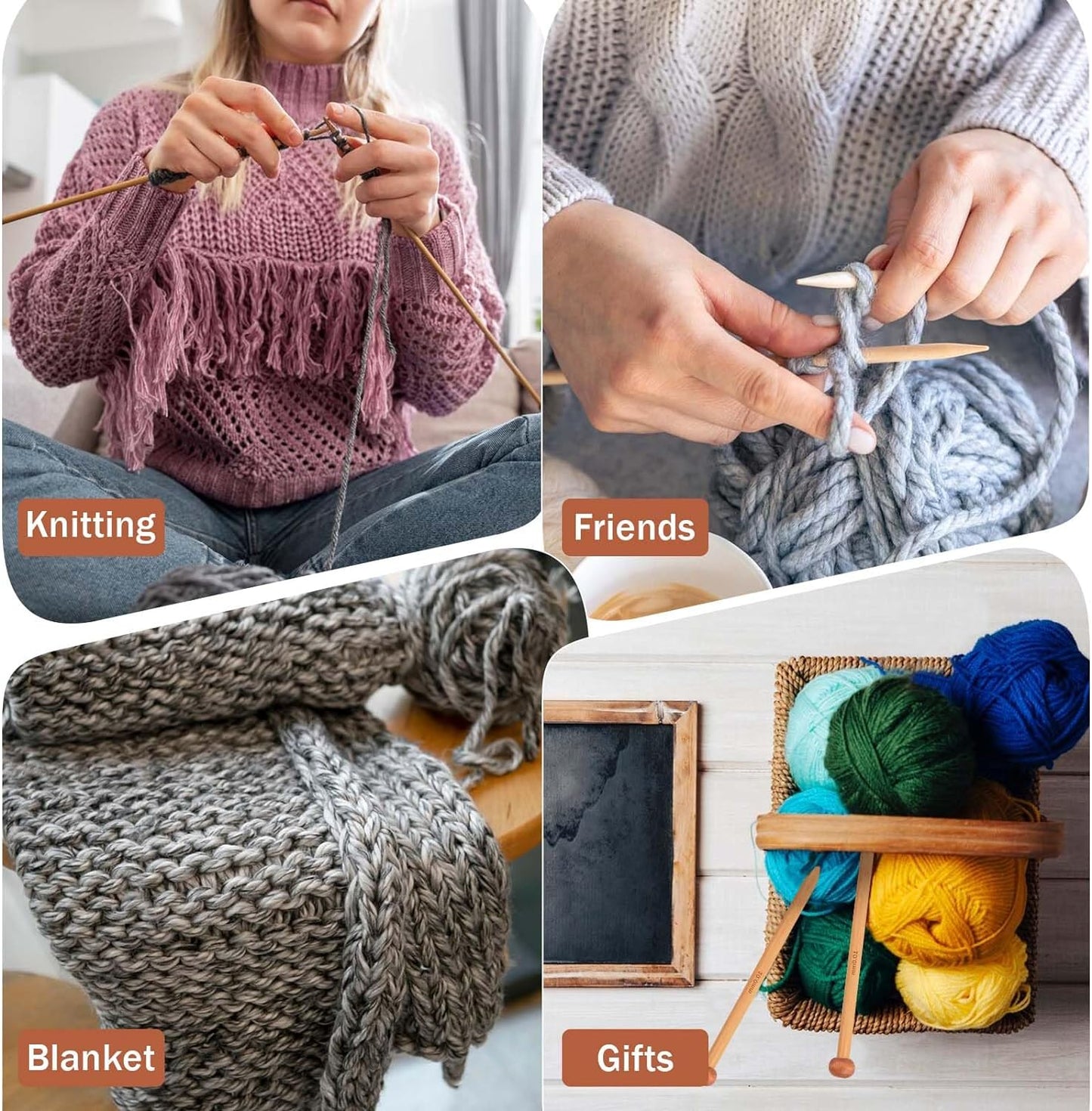 2Pcs Bamboo Knitting Needles 10-Inch Long Wooden Knitting Needles Knitting for Beginners Sock,Scarf,Handmade DIY Knitting & Crochet Supplies(9/10Mm)