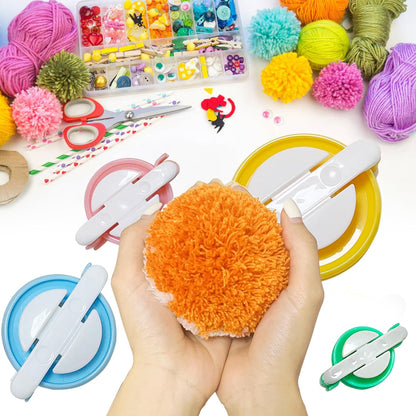 Pompom Makers 4 Size Pom Poms Maker Tool Set DIY Fluff Ball Weaver for DIY Wool Yarn Knitting Craft Project with Cutter Scissors (Style A)
