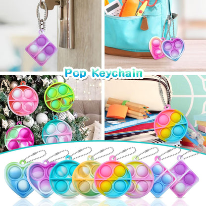 Pop Fidget Keychain It Mini Fidget Toys Bulk 30 Pack Party Favors for Kids 4-8,8-12 Year Boys Girls Push Pops Bulk Toys Its Small Prizes for Kids Classroom Birthday Party Favors Bubble Poppers