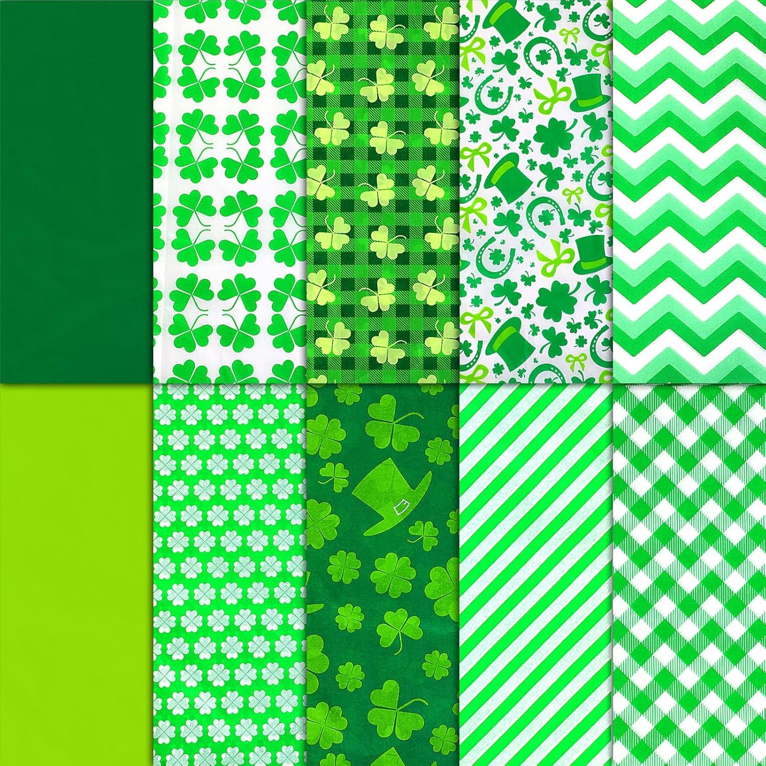 100 Sheets St. Patrick'S Day Tissue Paper Irish Shamrock Clover Green Bulk Gift Wrapping Paper for St. Patrick'S DIY Crafts Spring Holiday Decoration Gift Packing Favors, 19.7 ×13.8 Inch