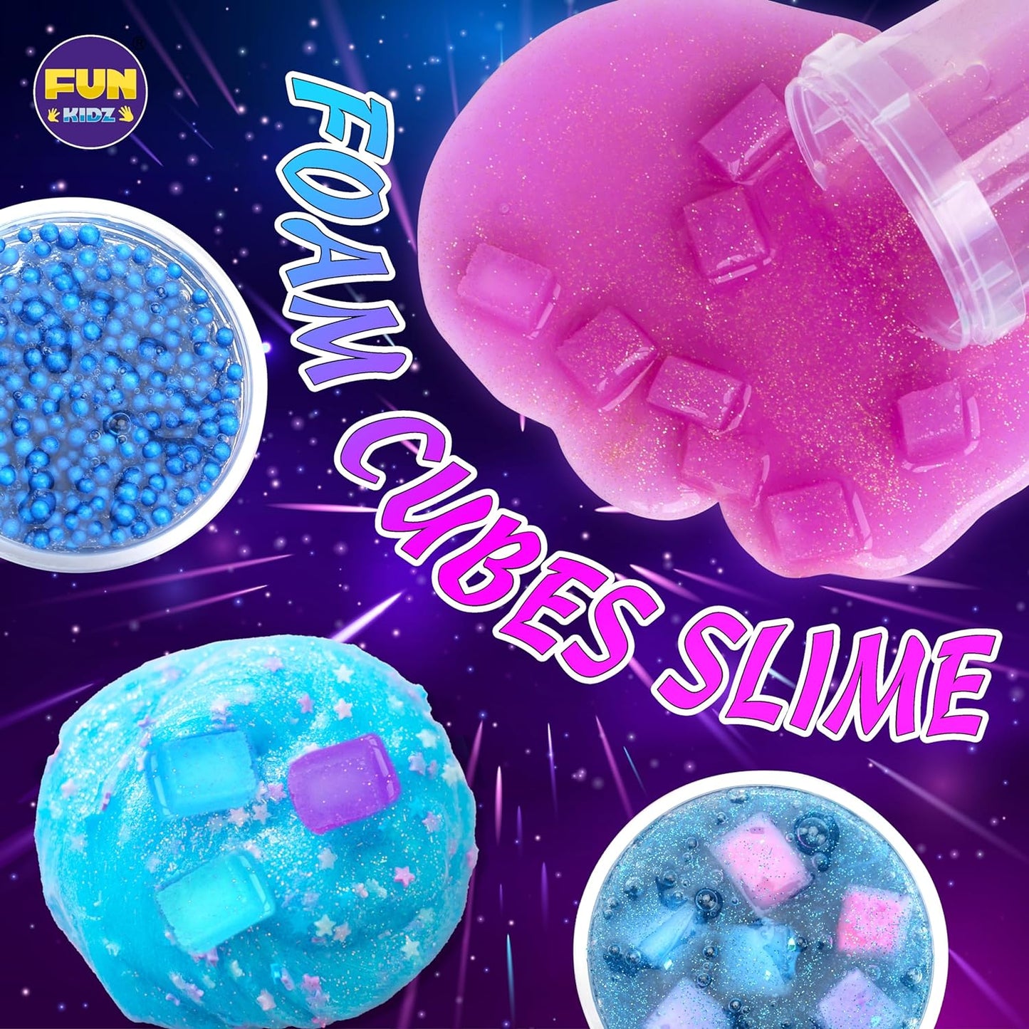 Toy Galaxy Slime Kit for Boys Girls 10-12, Funkidz Ultimate Metallic Slime Making Kit for Kids Ages 8-10 D.I.Y. Glow, Galactic, Fun Slime Gifts