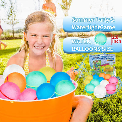 Reusable Water Balloons, Self-Sealing Refillable Water Balloons, Soft Silicone Magnetic Water Balloons, Reusable Water Bomb for Water Fight Game, Water Park, Summer Party (Multicolor - 12PC)