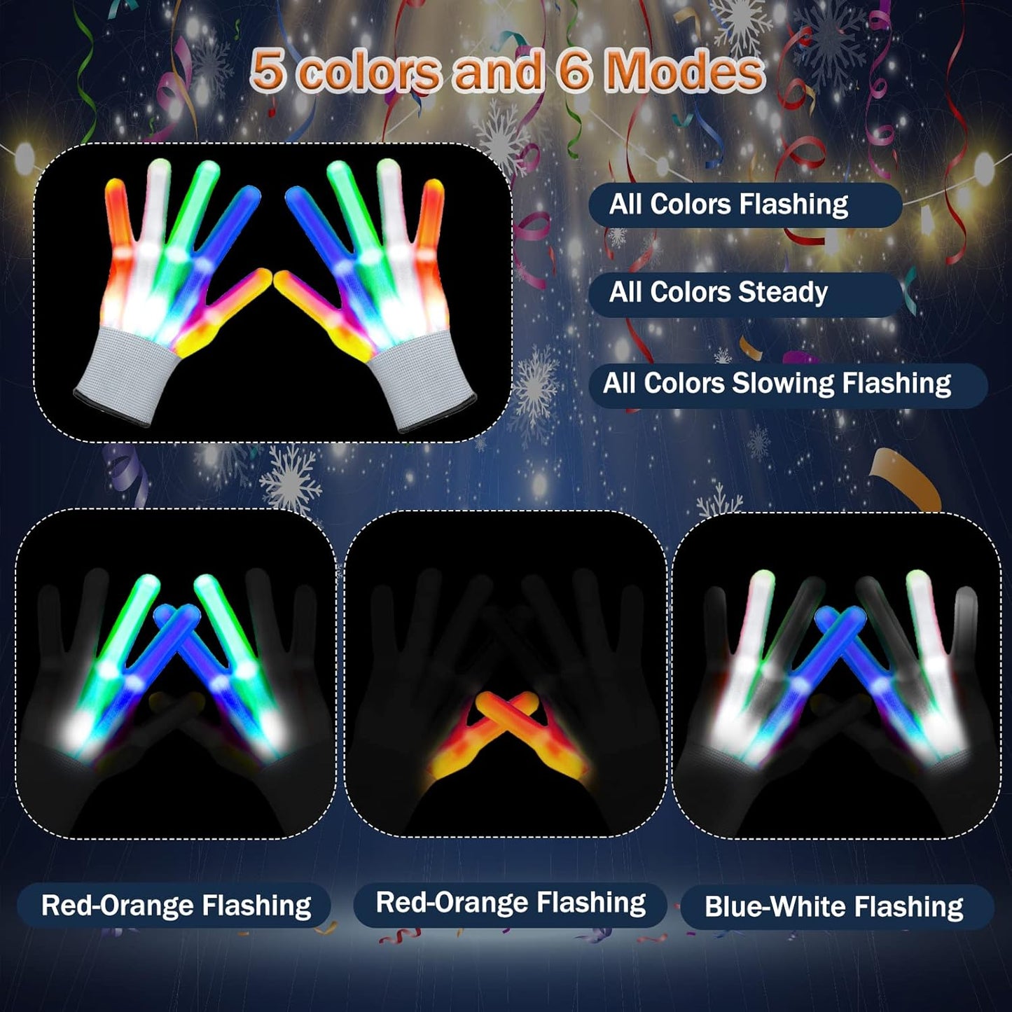 LED Gloves Christmas Cool Toys for Kids LED Gloves Light up Gloves Glowing Christmas Costume Clubbing Party Favors Novelty Toys Toys for Boys Girls Age 3-10 (Colorful)