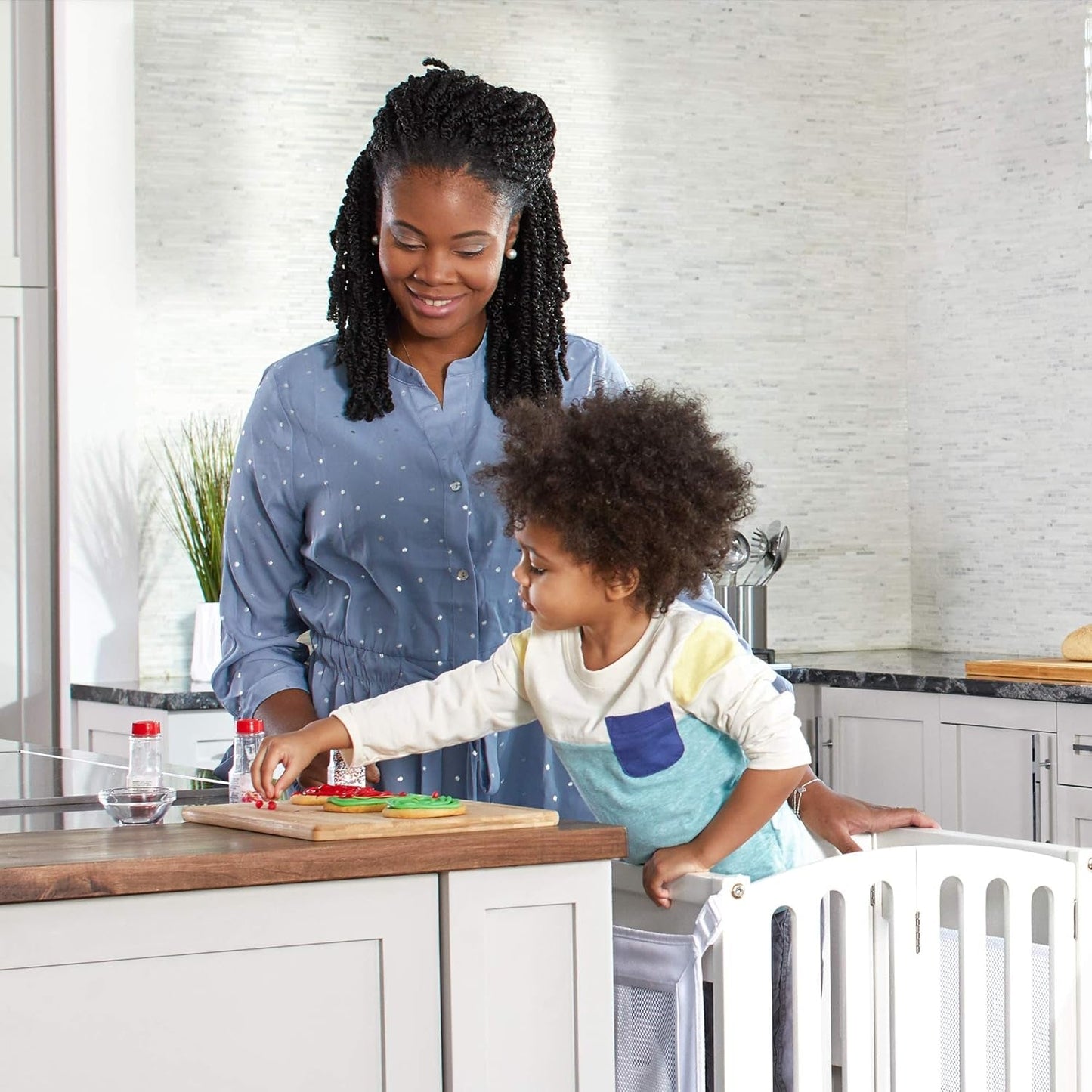 Kitchen Helper® Toddler Tower Step Stool - Contemporary - White: Folding Adjustable Height Montessori Wooden Learning Furniture with Keepers