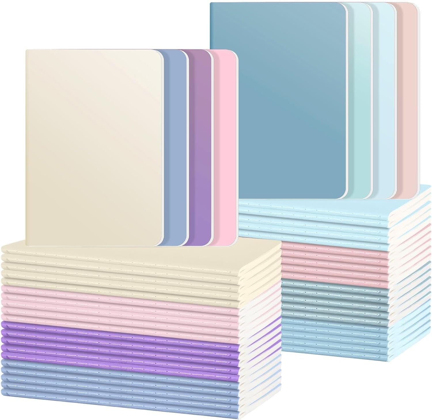 48 Pack Colorful Notebooks, Journals in Bulk, Lined Paper Sketchbooks, 72 Pages, 36 Sheets,8.3X5.5 Inch, A5 Size, Travel Writing Notebooks Journal for Office School Supplies (48, 8 Colors)