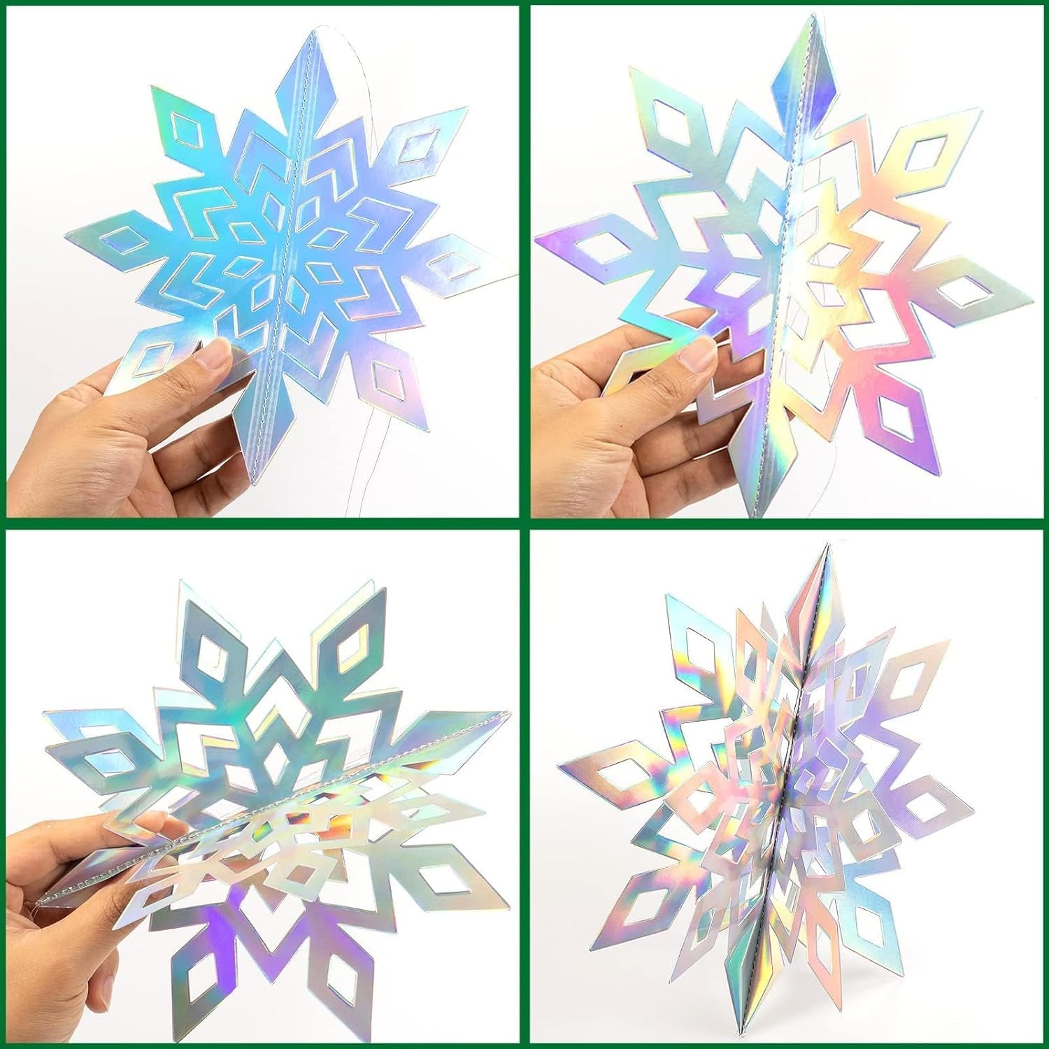 Winter Wonderland Frozen Party Snowflakes Decorations White 12Pcs Hanging 3D Paper Snowflakes and Snowflake Garland for Christmas Birthday Party Decorations Supplies