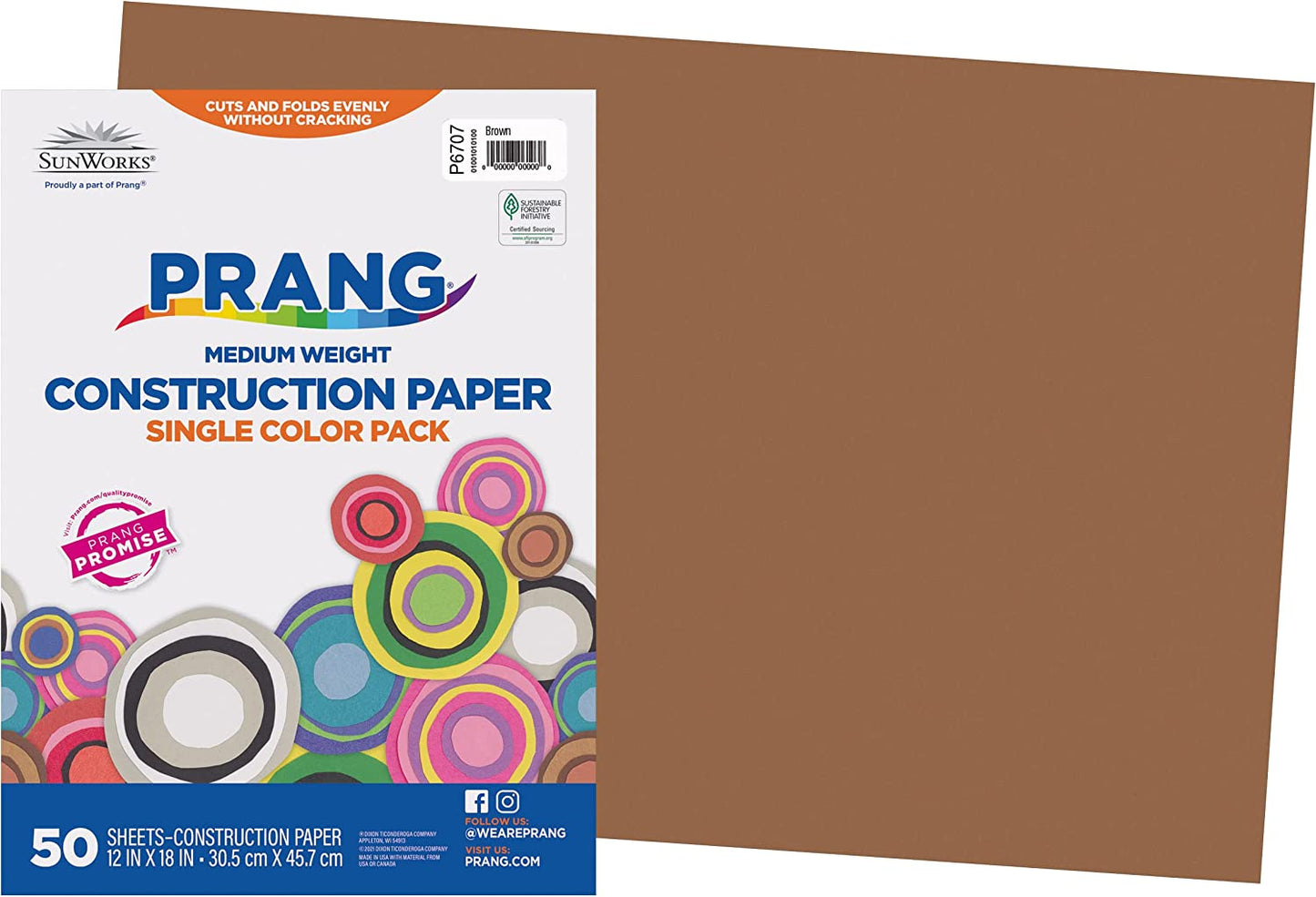 (Formerly ) Construction Paper, Brown, 12" X 18", 50 Sheets